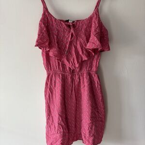 Womens Pink Ruffle American Eagle Open Back Spaghetti Strap Dress Size Small